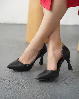 Resim Kadın 8 Cm Kadeh Topuk Taşlı Stiletto Topuklu Ayakkabı
