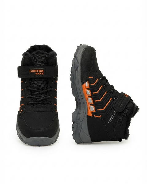 Resim Erkek Çocuk Outdoor Trekking Kışlık Bağcıklı Cırtlı Spor Bot