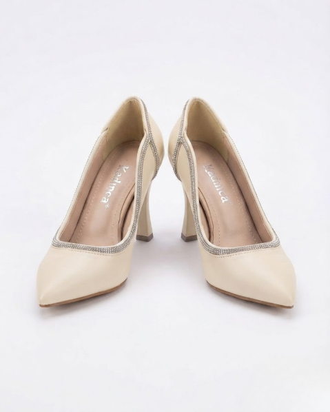 Resim Kadın 8 Cm Kadeh Topuk Taşlı Stiletto Topuklu Ayakkabı