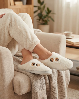 Resim Kadın Çift Düğme Detaylı Peluş Yumuşak Ev Terliği