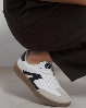 Resim Kadın Kauçuk Taban Deri Ve Süet Görünümlü Bağcıklı Sneaker Spor Ayakkabı