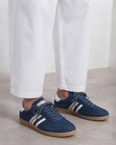 Resim Kadın Süet Yanı Çizgili Bağcıklı 2 Cm Taban Sneaker Spor Ayakkabı
