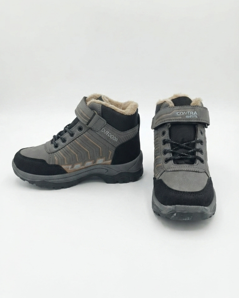 Resim Erkek Çocuk Outdoor Trekking Kışlık Bağcıklı Cırtlı Spor Bot