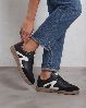 Resim Kadın Kauçuk Taban Deri Ve Süet Görünümlü Bağcıklı Sneaker Spor Ayakkabı