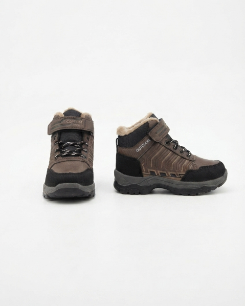 Resim Erkek Çocuk Outdoor Trekking Kışlık Bağcıklı Cırtlı Spor Bot