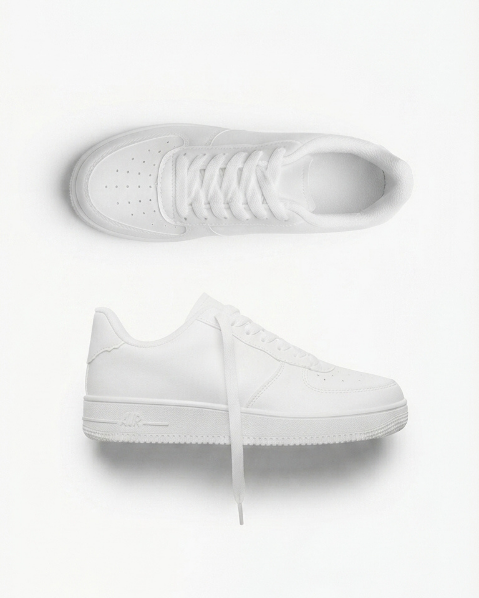 Resim Kadın Beyaz Yüksek Taban  Bağcıklı Günlük Yürüyüş Sneaker Air Spor Ayakkabı