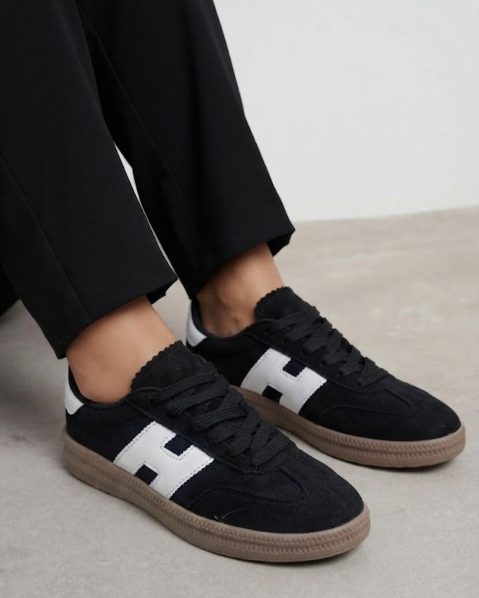 Resim Kadın Gum Tabanlı Süet Bağcıklı Sneaker Kadın Spor Ayakkabı