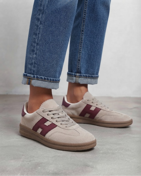 Resim Kadın Gum Tabanlı Süet Bağcıklı Sneaker Kadın Spor Ayakkabı