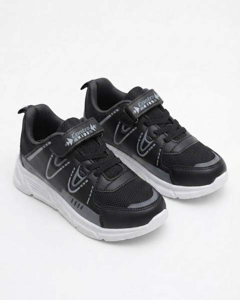 Resim Çocuk Cırt Cırtlı Bağcıklı Spor Ayakkabı Günlük Rahat Sneaker Okul Ayakkabısı