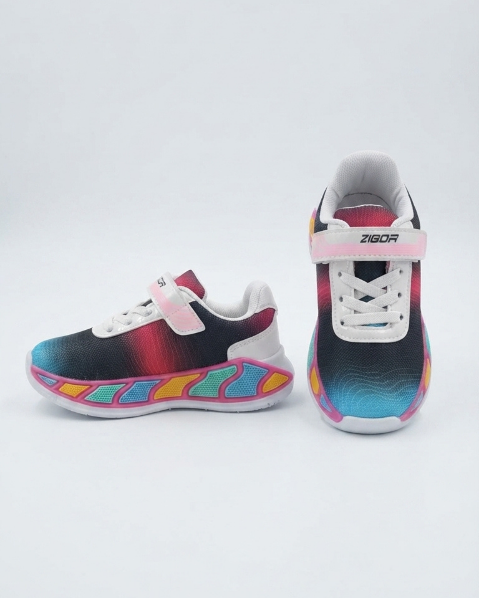 Resim Kız Çocuk Renkli Taban Cırtlı Günlük Sneaker Spor Ayakkabı