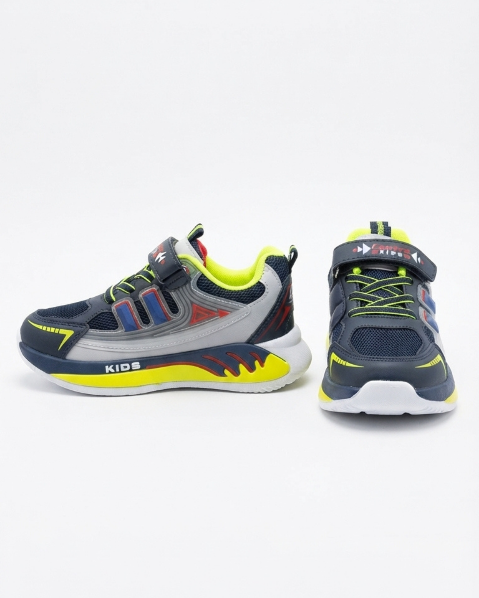 Resim Çocuk Cırt Cırtlı Bağcıklı Spor Ayakkabı Günlük Rahat Sneaker Okul Ayakkabısı