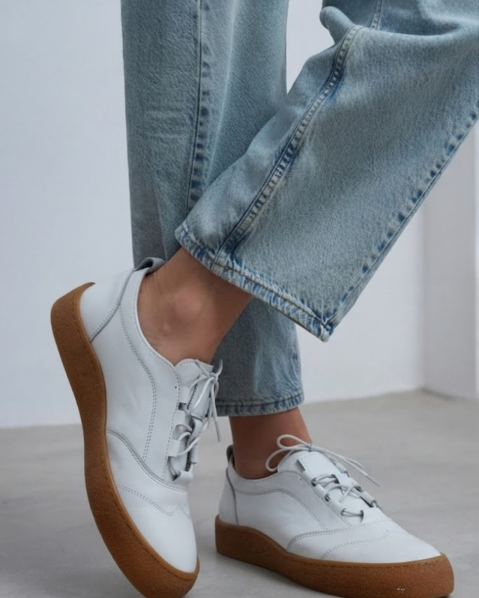 Resim Kadın Taba Kauçuk Taban Bağcıklı Sneaker Günlük Rahat Spor Ayakkabı