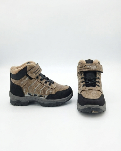 Resim Erkek Çocuk Outdoor Trekking Kışlık Bağcıklı Cırtlı Spor Bot