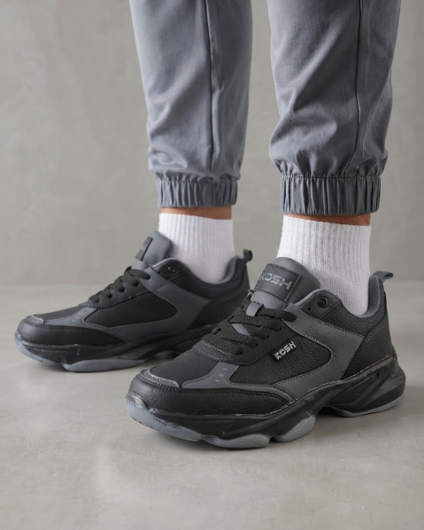 Resim Erkek Kalın Tabanlı Bağcıklı Sneaker Spor Ayakkabı
