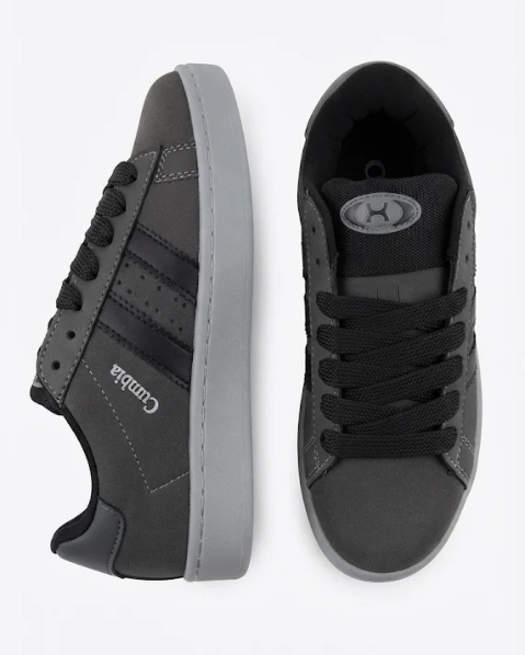 Resim Erkek Siyah Şeritli Yazılı Kalın Tabanlı Günlük Sneaker Spor Ayakkabı
