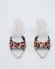 Resim Kadın Leopar Desenli Sivri Burun Topuklu Terlik