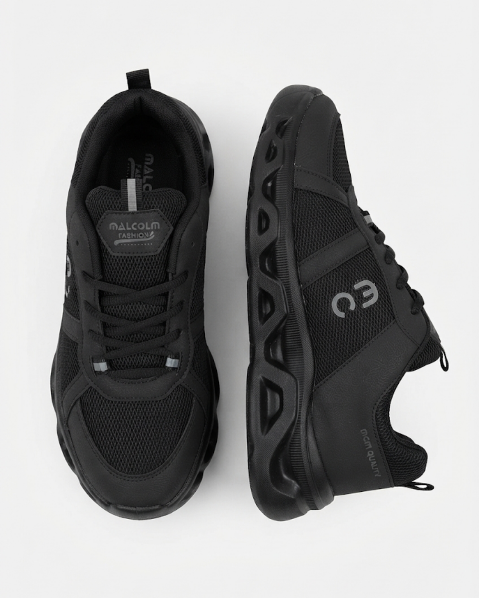 Resim Erkek Desen Tabanlı Bağcıklı Sneaker Spor Ayakkabı