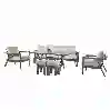 Resim Milas Oturma Grubu 7 Kişilik Gri-Antrasit (3+1+1+Masa+2 Adet Tabure)