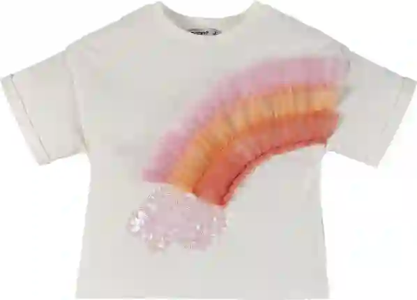 Resim Tüllü Nakışlı T-Shirt 16499