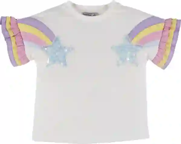 Resim Kolu Fırfırlı T-shirt 19261